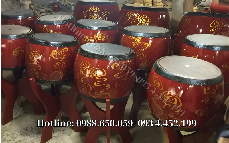 Trống đình chùa họa tiết vân mây