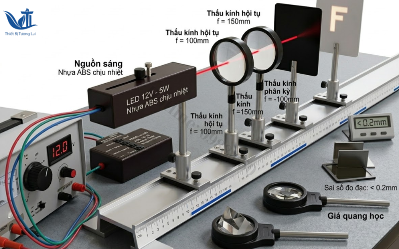 Bộ dụng cụ thí nghiệm đo tiêu cự thấu kính