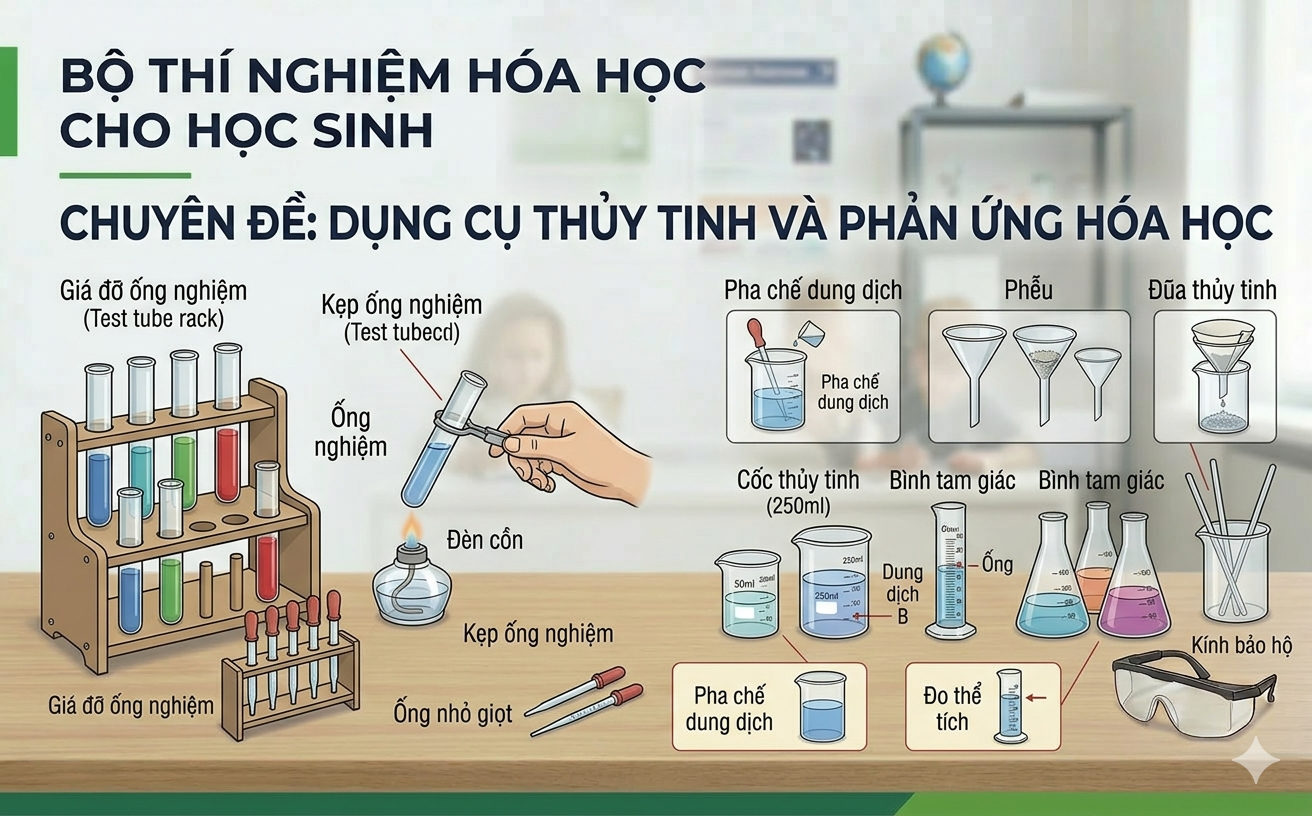 Bộ Thí Nghiệm Hóa Học Cho Học Sinh Thực Hành An Toàn