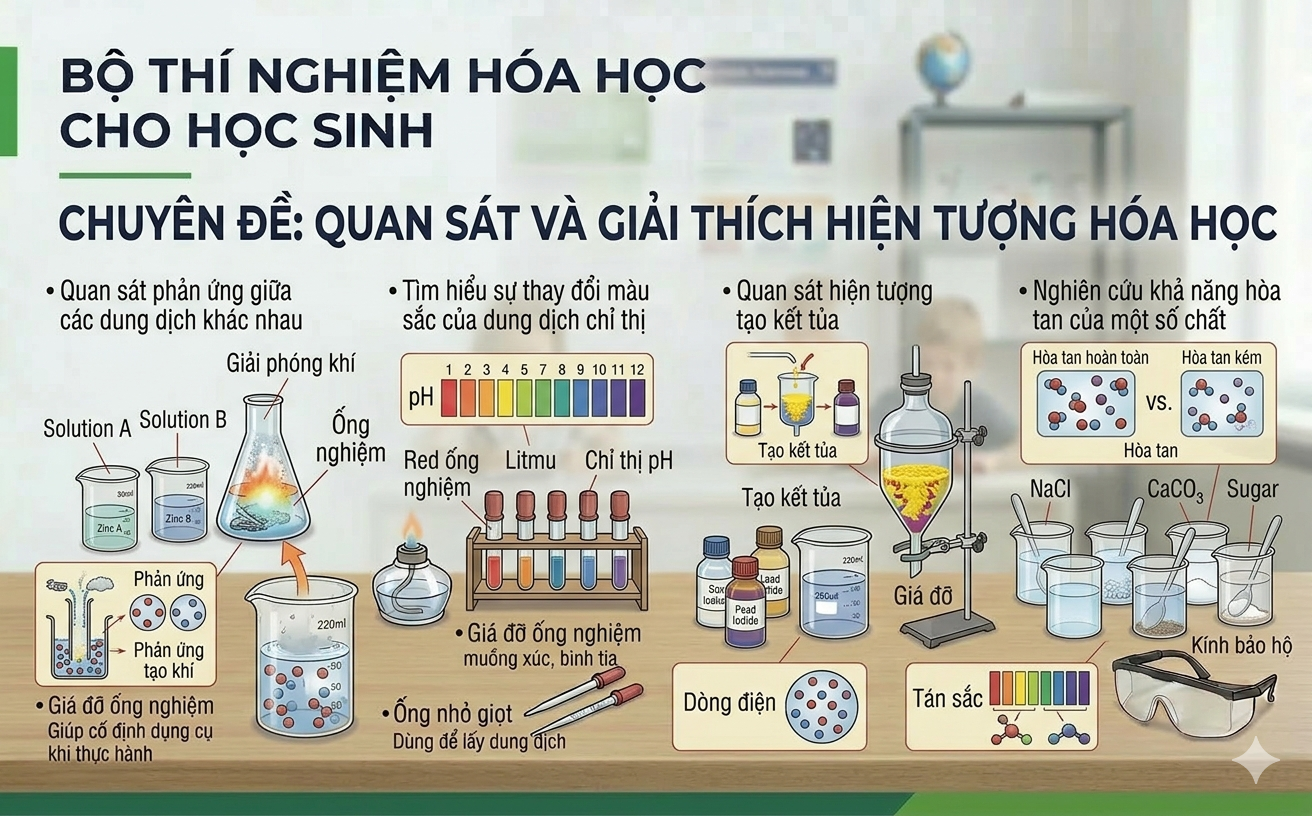 Bộ Thí Nghiệm Hóa Học Cho Học Sinh Thực Hành An Toàn