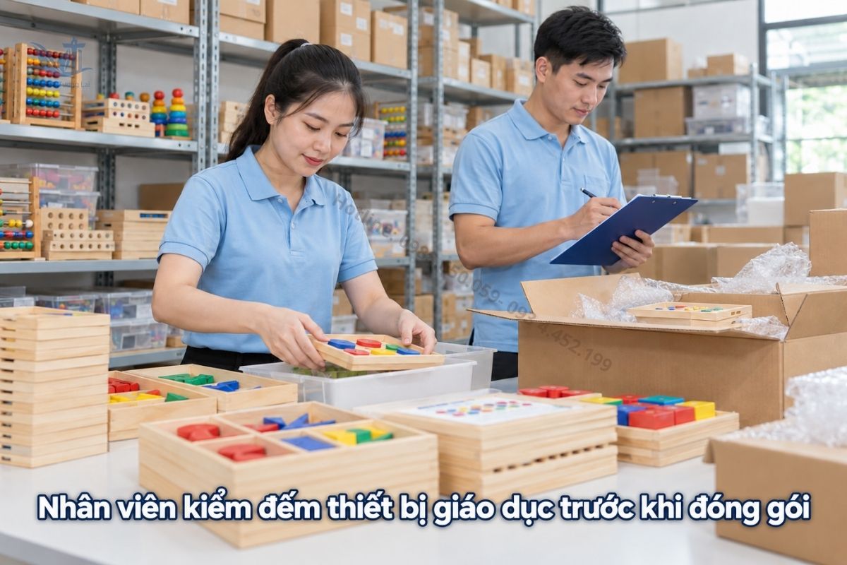 Đại diện nhà trường kiểm tra thiết bị khi bàn giao