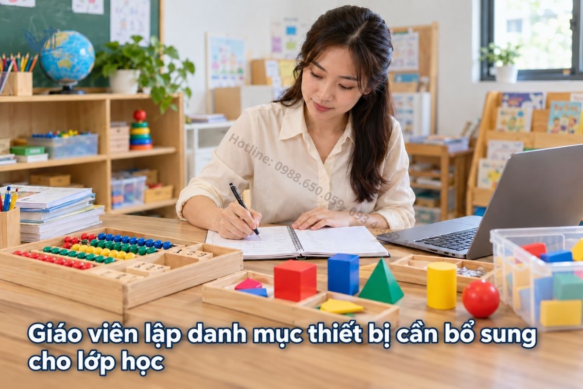 Giáo viên kiểm kê và lập danh mục thiết bị lớp học