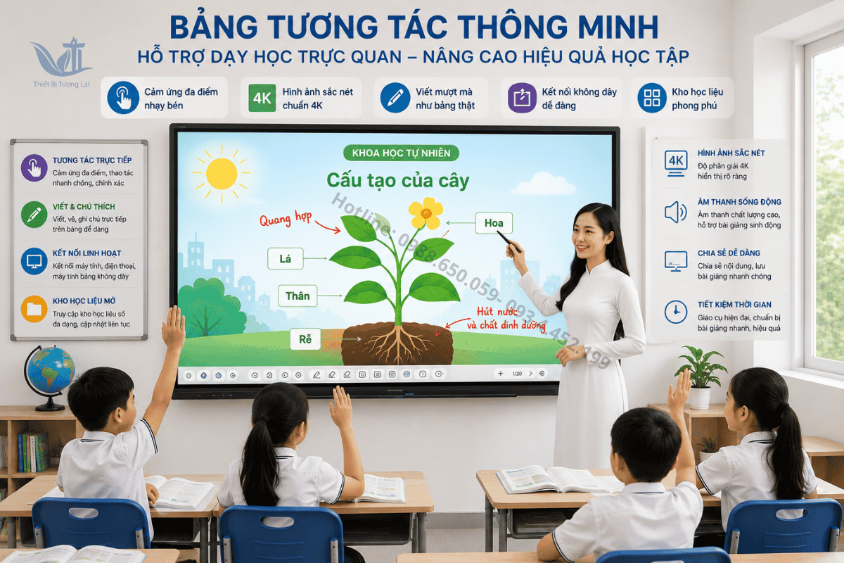Bảng tương tác thông minh hỗ trợ dạy học trực quan cho học sinh