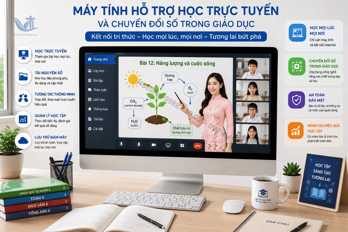 Máy tính hỗ trợ học trực tuyến và chuyển đổi số trong giáo dục