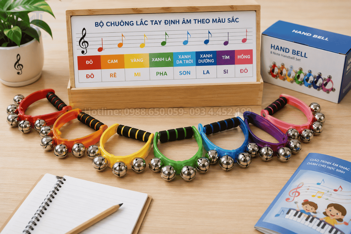 Bộ chuông lắc tay định âm theo màu sắc cho học sinh