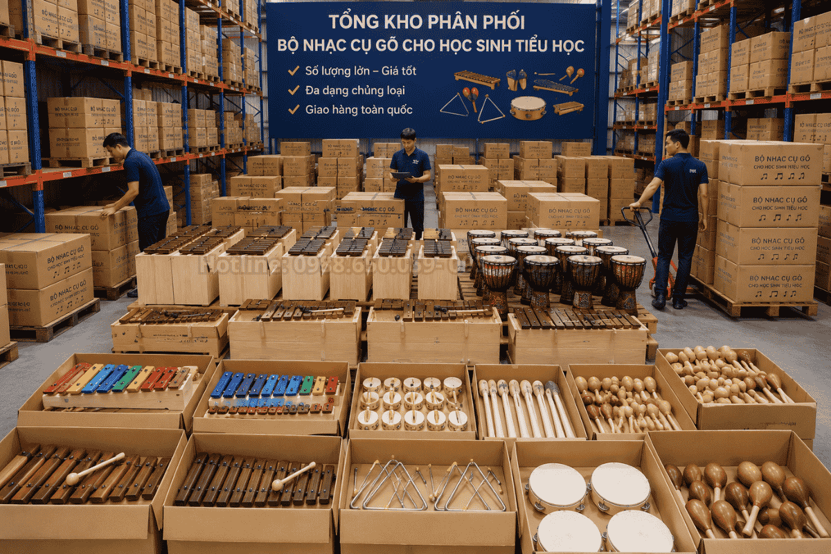 Tổng kho phân phối số lượng lớn bộ nhạc cụ gõ cho học sinh tiểu học