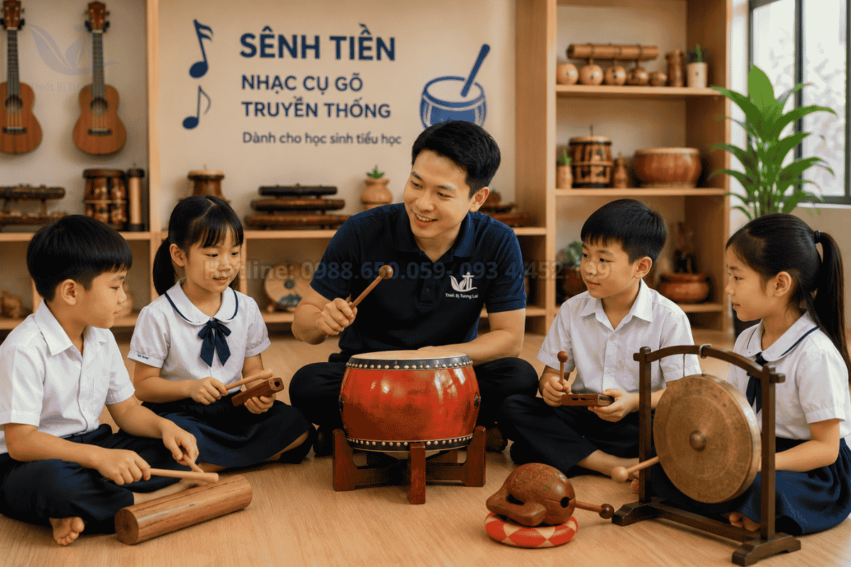 Sênh tiền nhạc cụ gõ truyền thống cho học sinh tiểu học