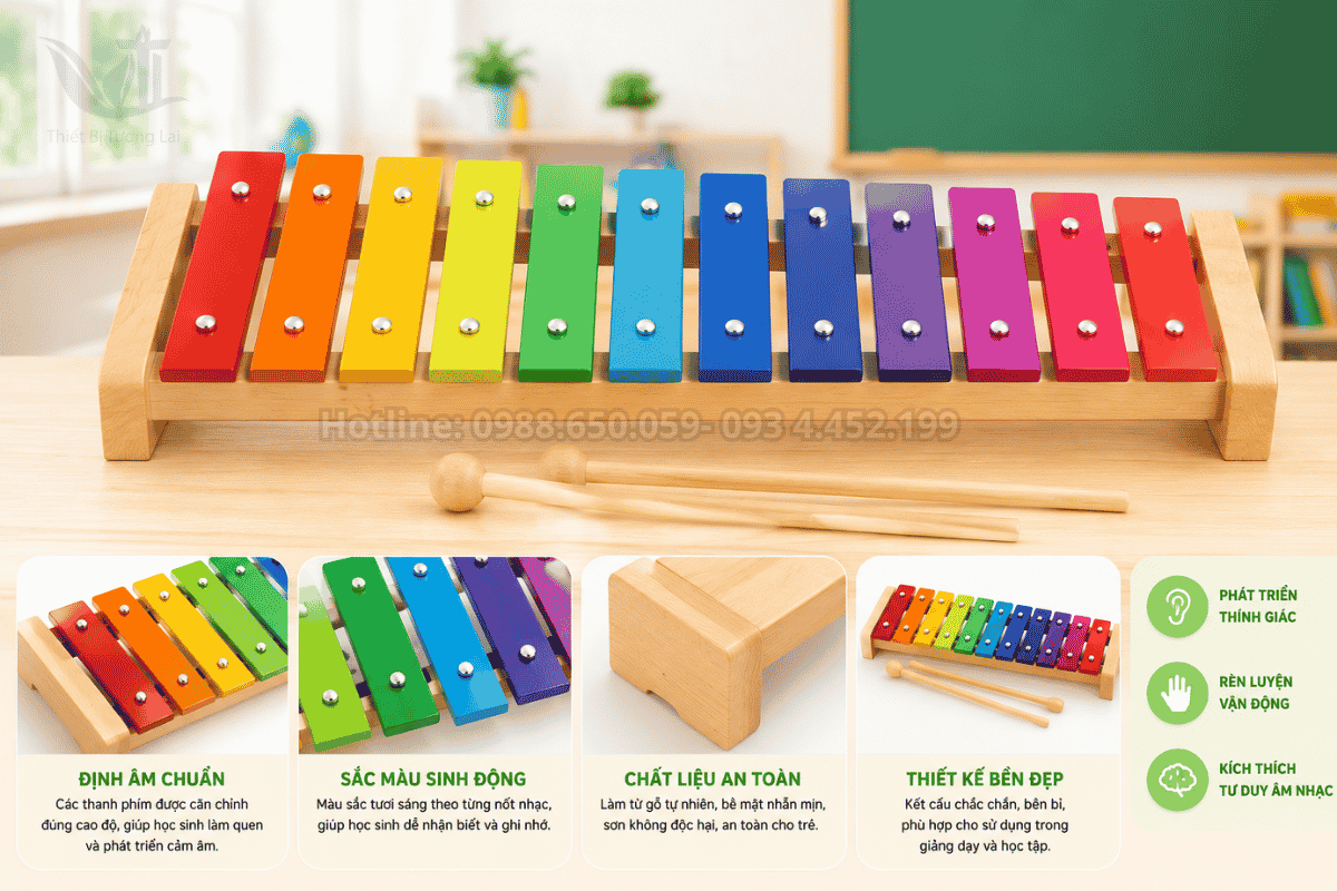 Đàn mộc cầm xylophone định âm sắc màu cho học sinh cấp một