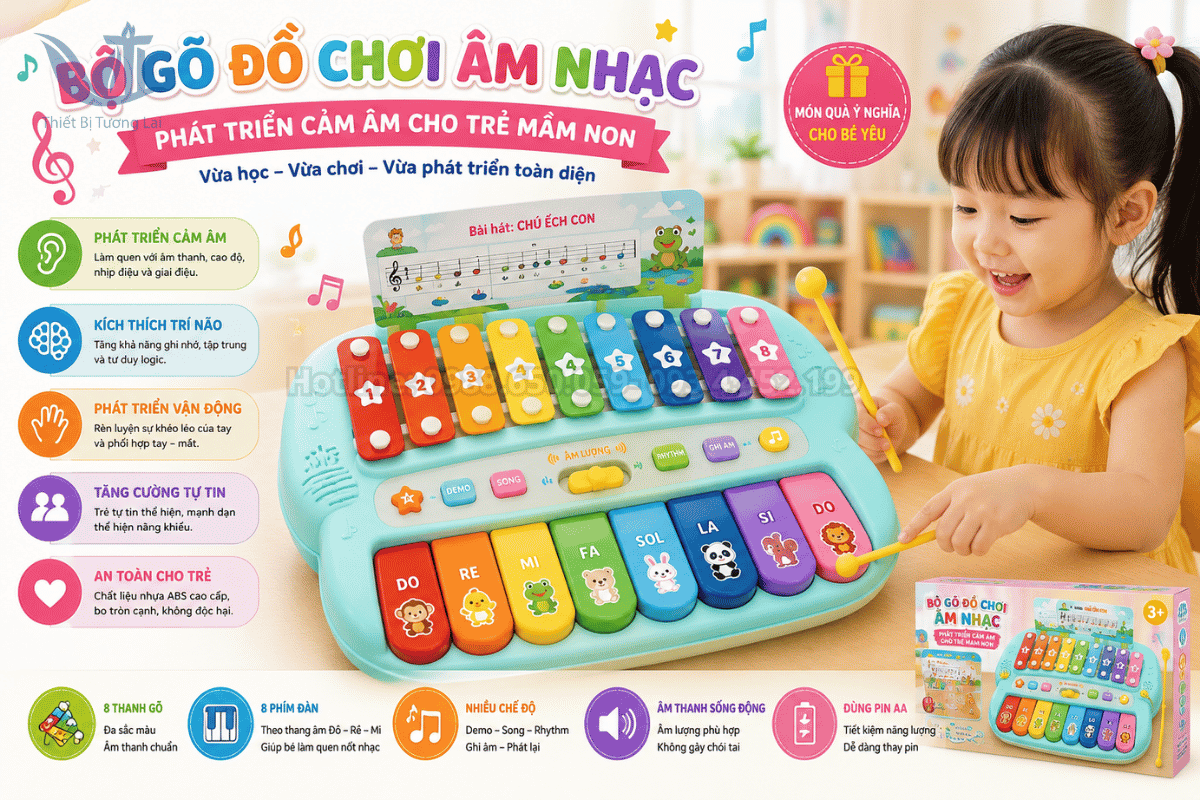 Bộ gõ đồ chơi âm nhạc phát triển cảm âm cho trẻ mầm non