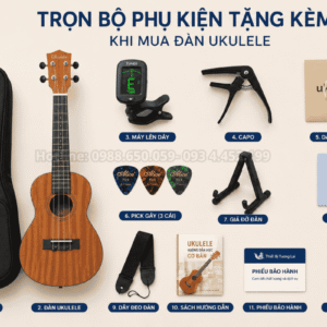 Trọn bộ phụ kiện đi kèm đàn ukulele cho học sinh