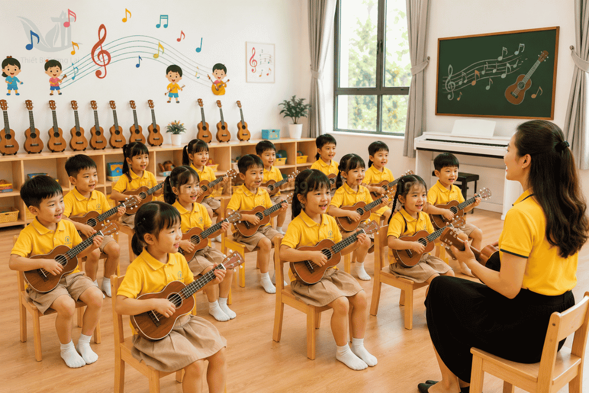 Phòng học nhạc trang bị đàn ukulele cho học sinh chính hãng