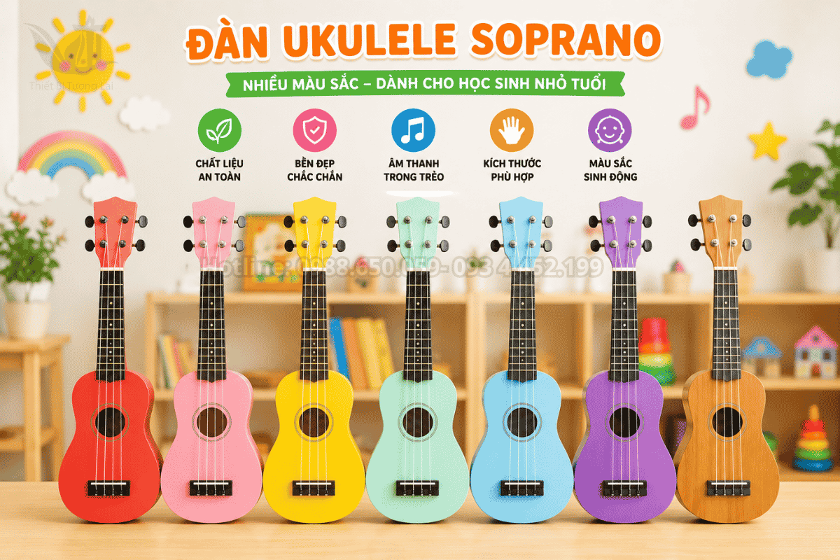 Đàn ukulele soprano size 21 inch cho học sinh tiểu học