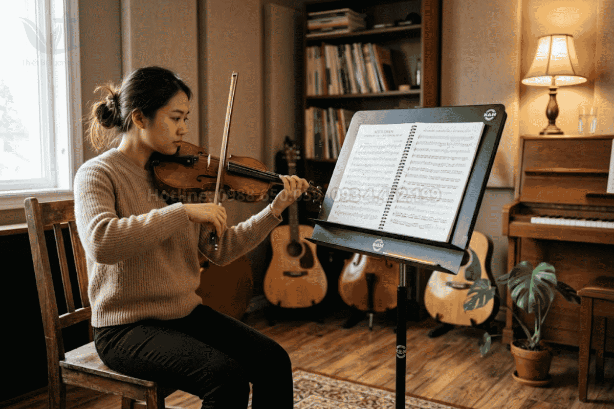 Giá đỡ bản nhạc thiết bị phụ trợ không thể thiếu phòng nhạc