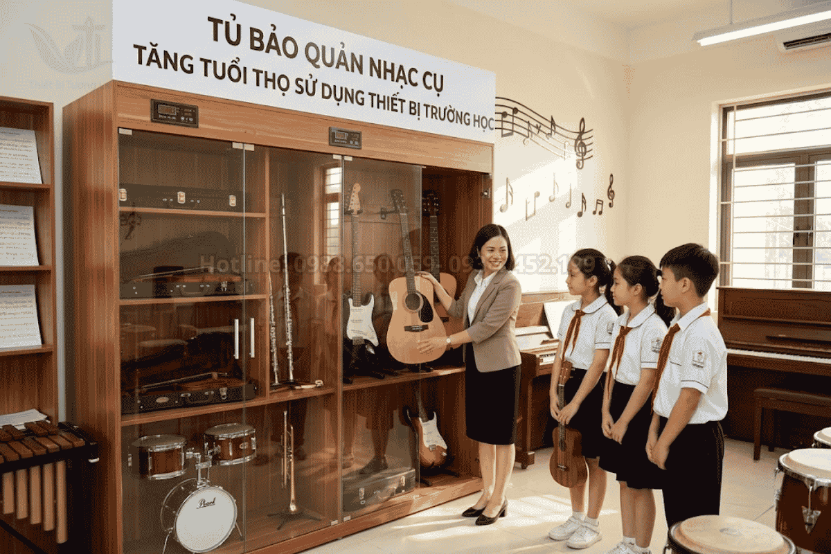 Tủ bảo quản nhạc cụ giúp tăng tuổi thọ sử dụng thiết bị trường học