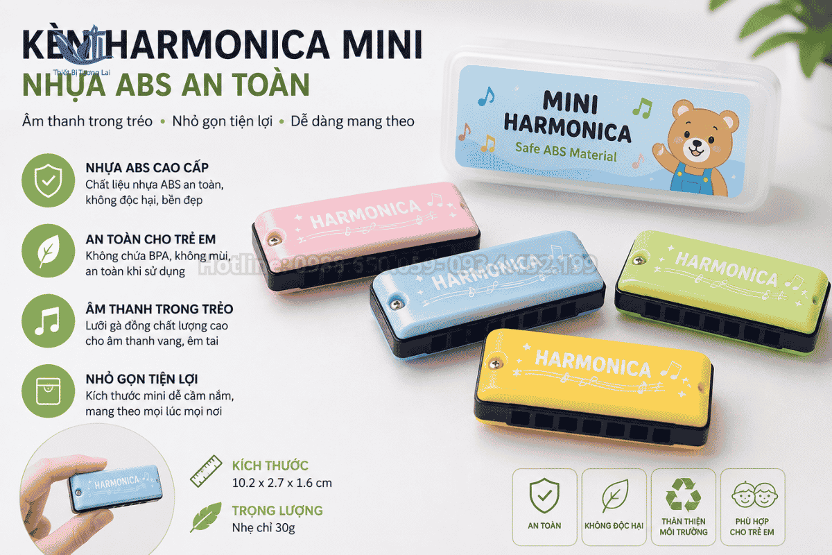 Kèn Harmonica mini bằng nhựa ABS an toàn cho học sinh mầm non