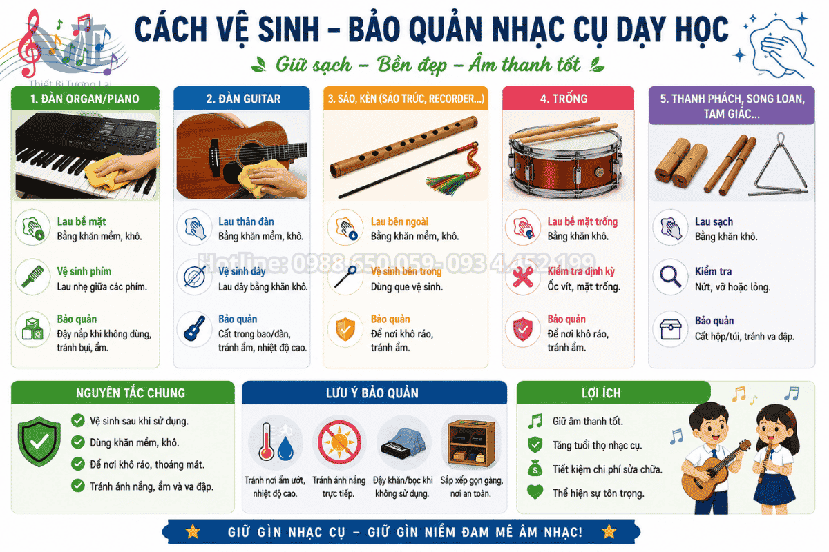 Hướng dẫn cách vệ sinh và bảo quản nhạc cụ dạy học mầm non bền lâu