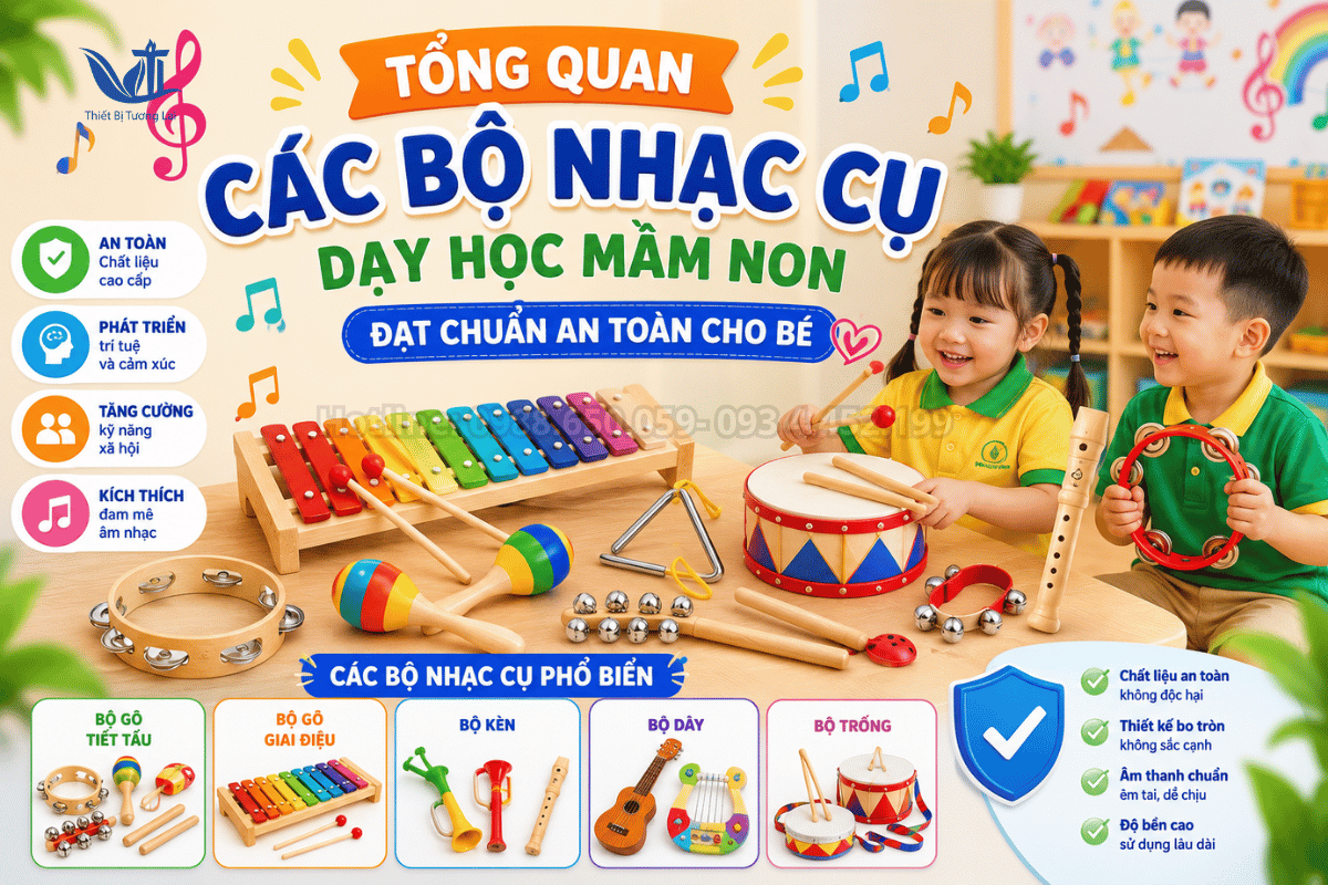Tổng quan các bộ nhạc cụ dạy học mầm non đạt chuẩn an toàn cho bé