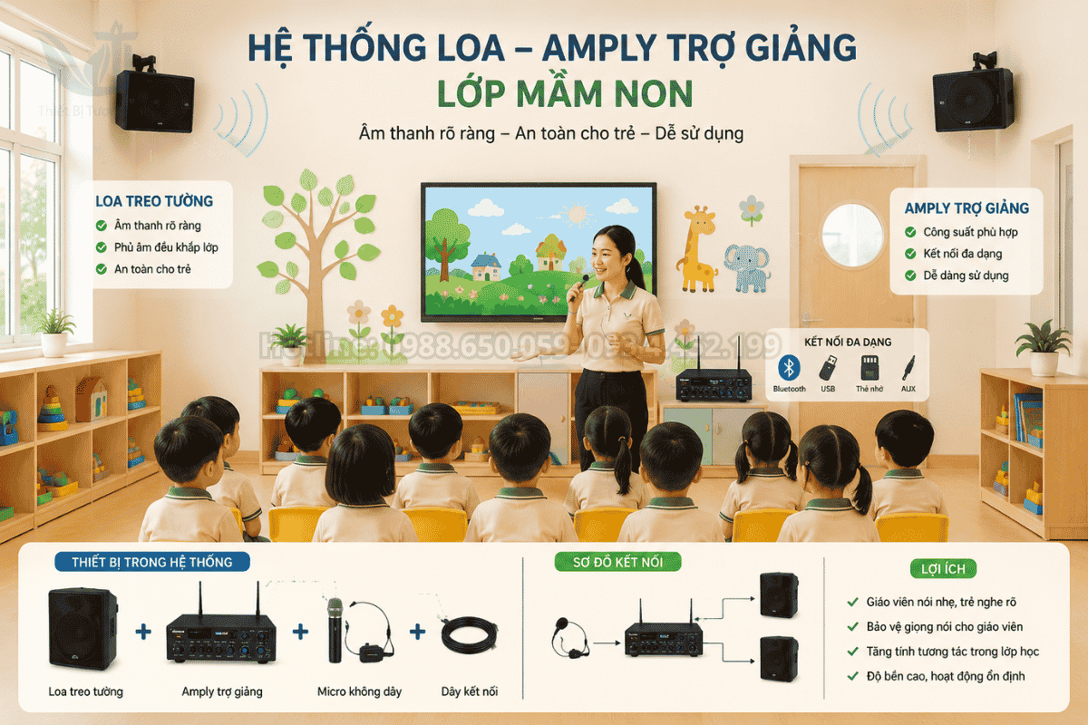 Thiết bị amply loa âm thanh nhỏ gọn hỗ trợ giảng dạy văn nghệ