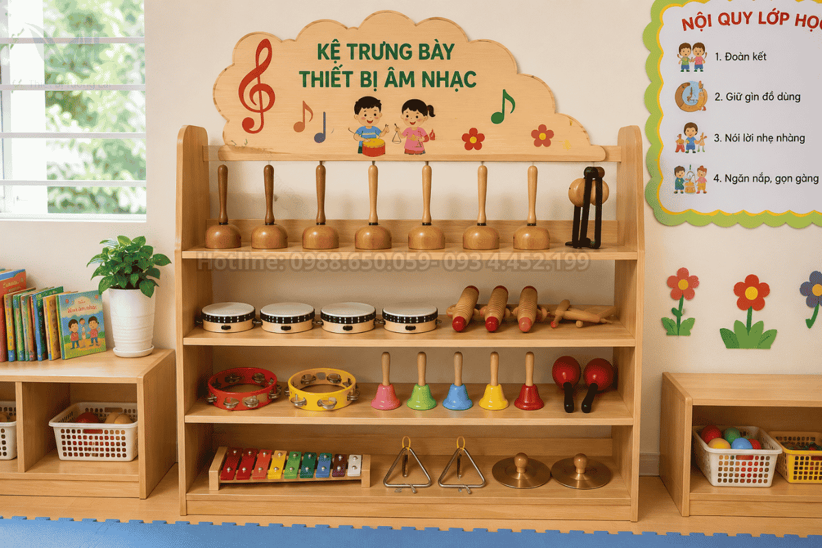 Không gian trưng bày đồ dùng học tập âm nhạc đạt chuẩn hiện đại