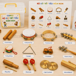 Các loại thiết bị âm nhạc bộ gõ kết hợp cùng thanh phách mầm non