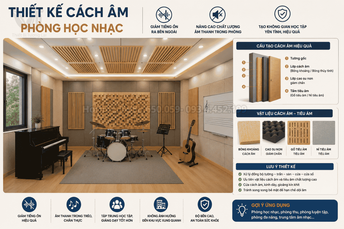 Thiết kế hệ thống tiêu âm cho phòng học bộ môn âm nhạc trường học