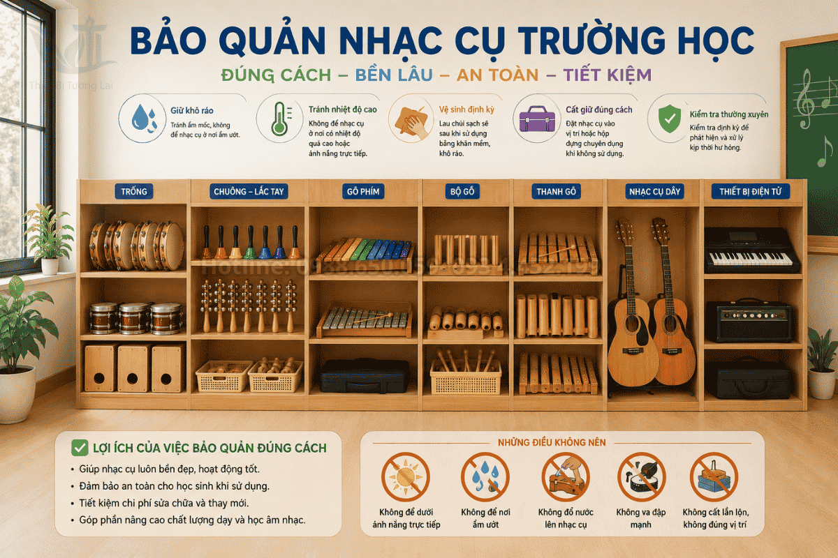 Hướng dẫn bảo quản thiết bị trường học nhóm ngành âm nhạc đúng cách