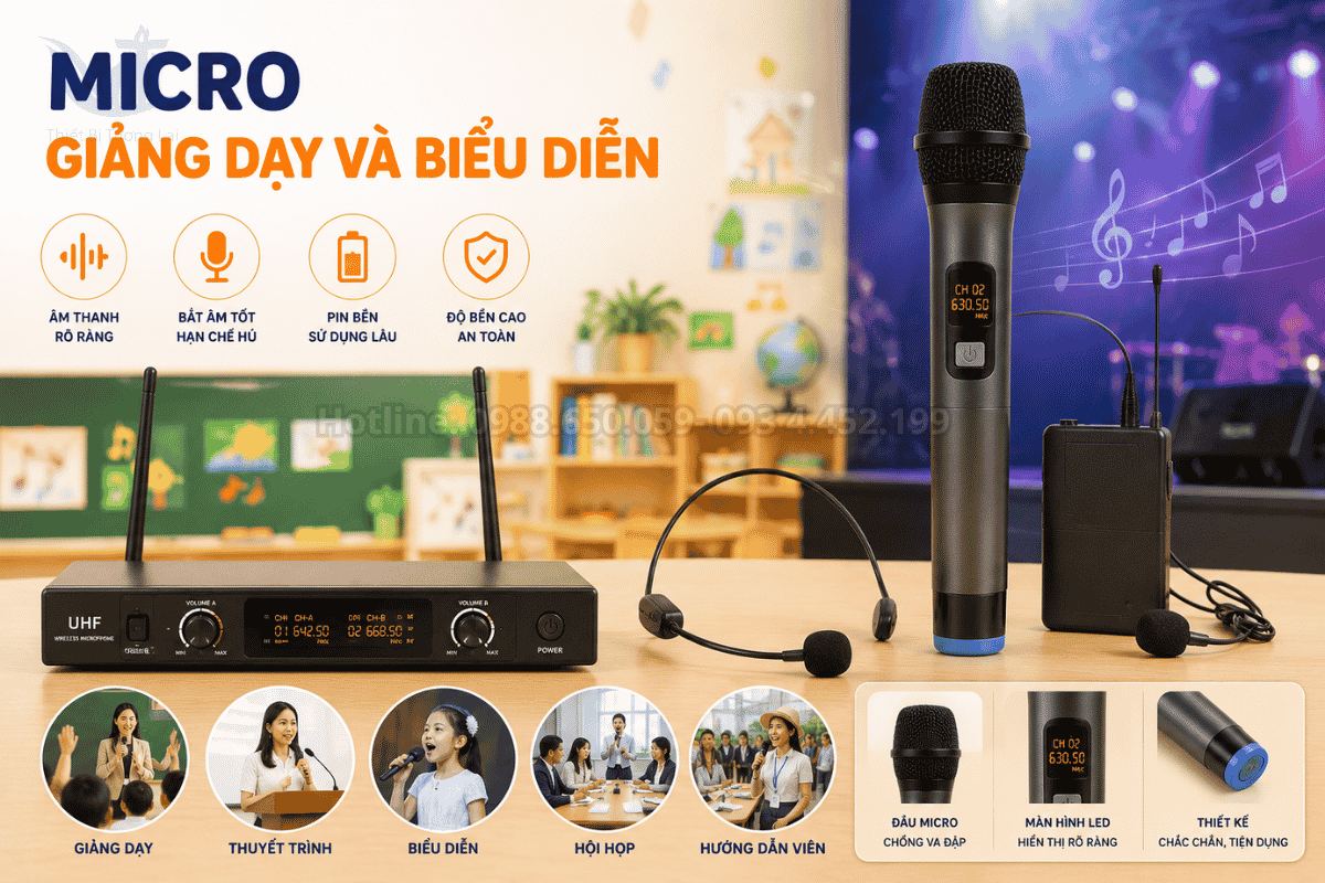 Micro không dây phục vụ học tập hát và biểu diễn tại trường