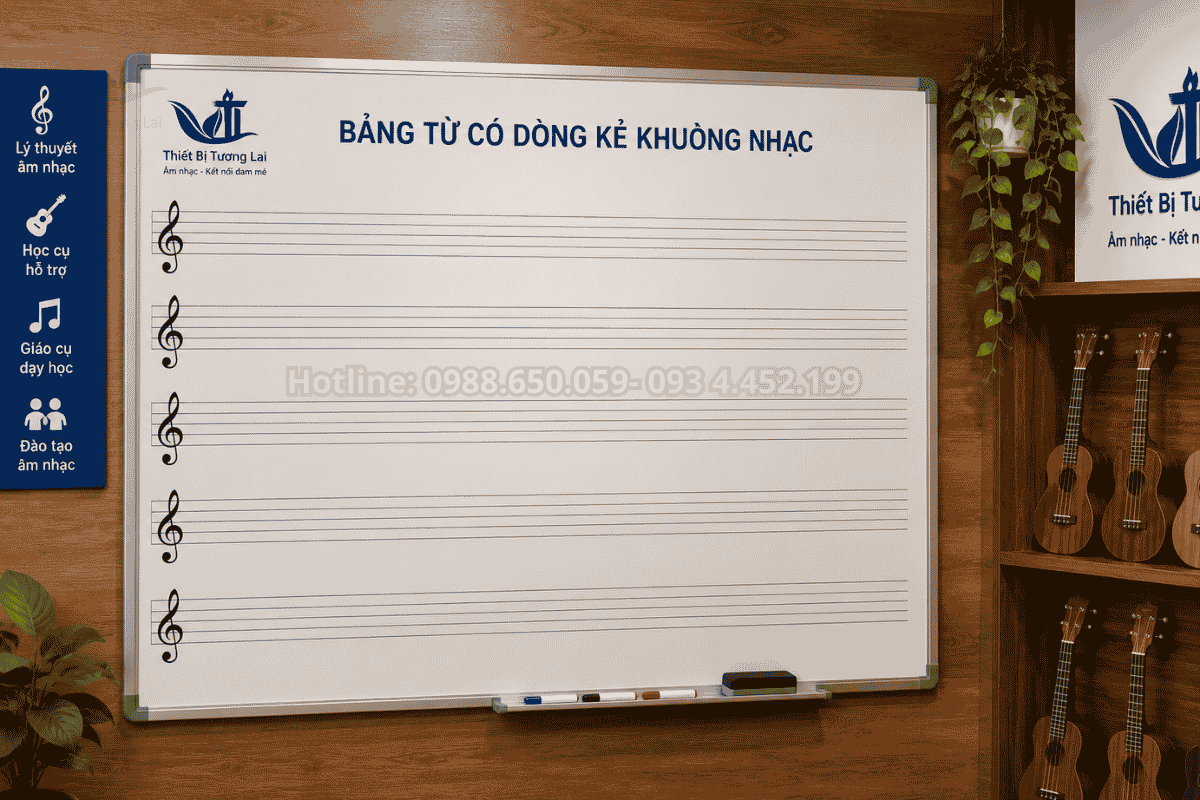 Bảng từ kẻ dòng nhạc - thiết bị giáo dục bắt buộc phòng âm nhạc