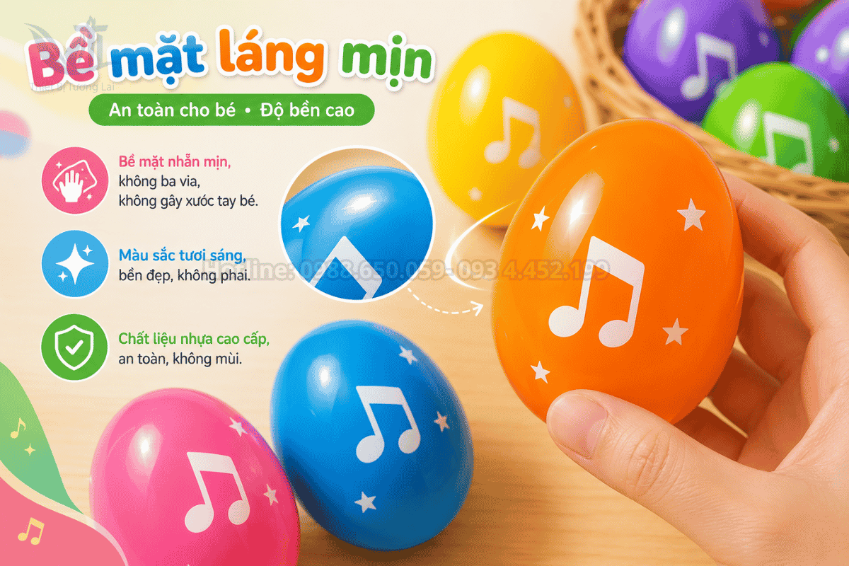 Bề mặt láng mịn tuyệt đối của sản phẩm trứng lắc mầm non đạt chuẩn chất lượng