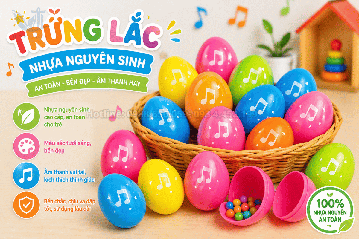 Mẫu trứng lắc mầm non bằng nhựa bền đẹp kích thích thị giác học sinh