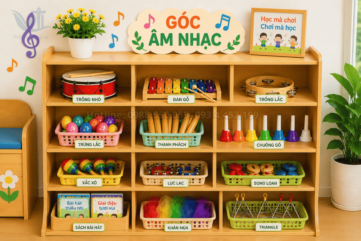 Tủ kệ mầm non dùng để lưu trữ và bảo quản trứng lắc mầm non sau giờ học
