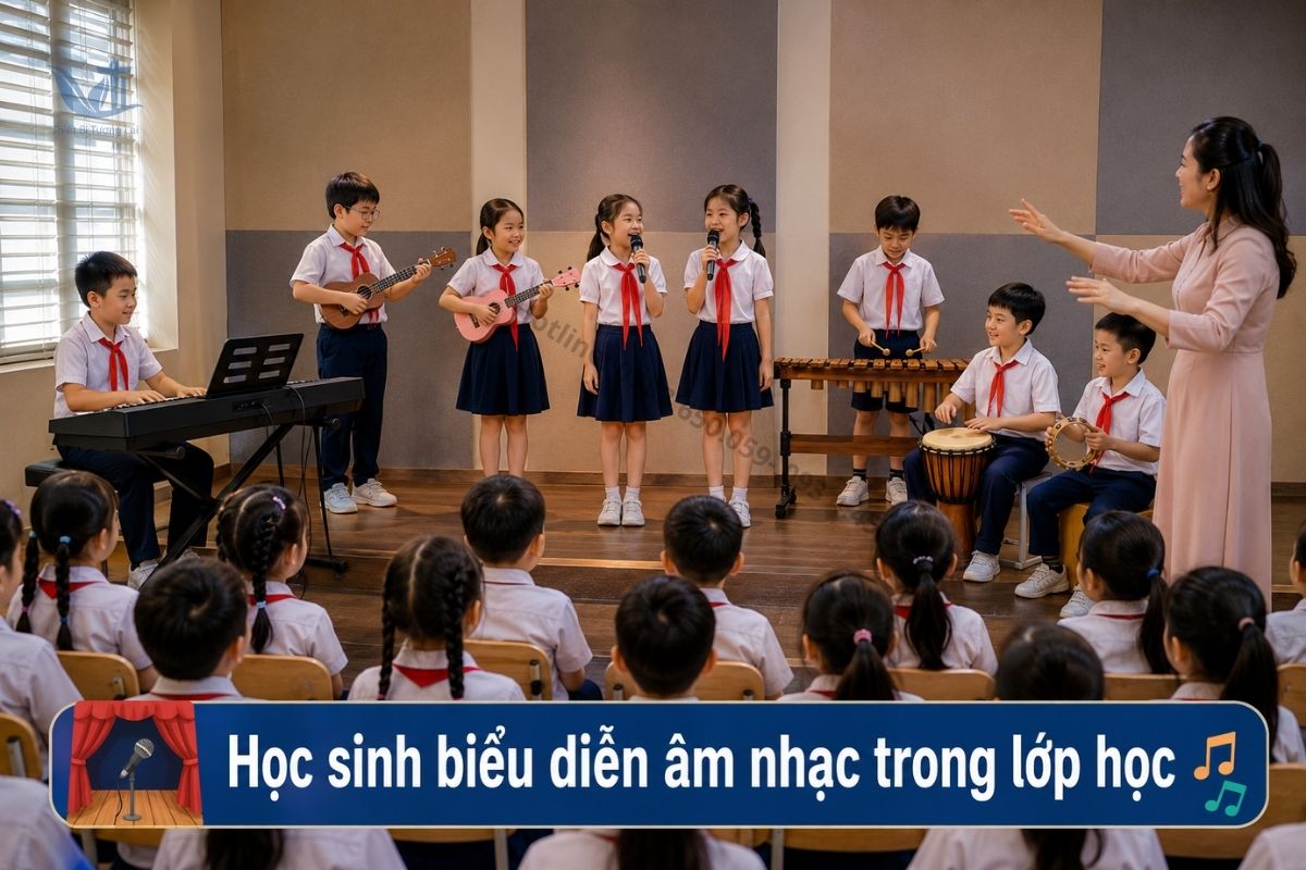 Học sinh biểu diễn nhạc cụ nâng cao sự tự tin