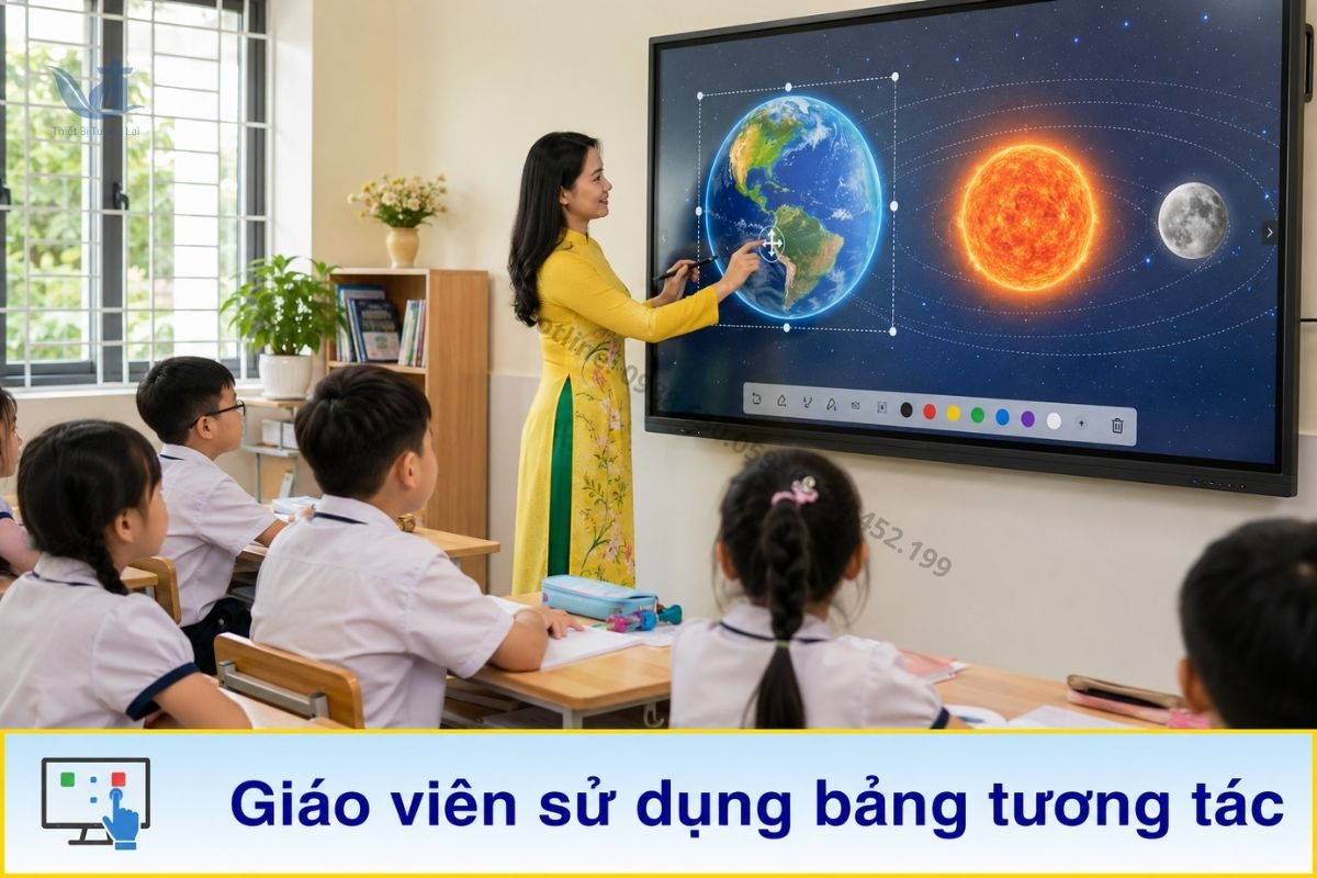 thiết bị lớp học thông minh trong phòng học hiện đại