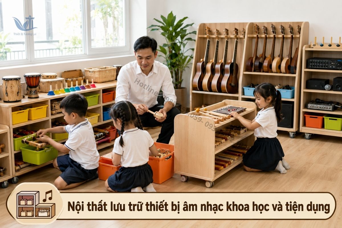Thiết bị âm nhạc trường mầm non hỗ trợ hoạt động giảng dạy.