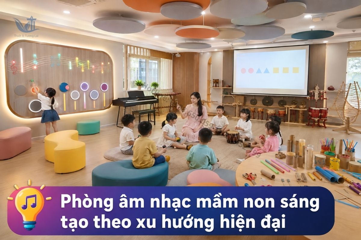 Xu hướng thiết kế phòng âm nhạc trường mầm non hiện đại.