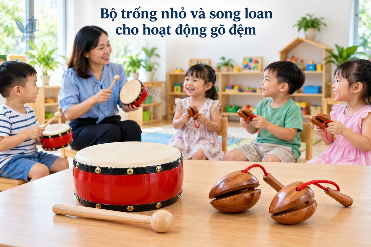 Bộ nhạc cụ gõ bằng gỗ cho trẻ mầm non