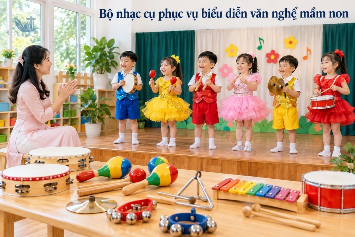 Bộ nhạc cụ phục vụ biểu diễn văn nghệ mầm non