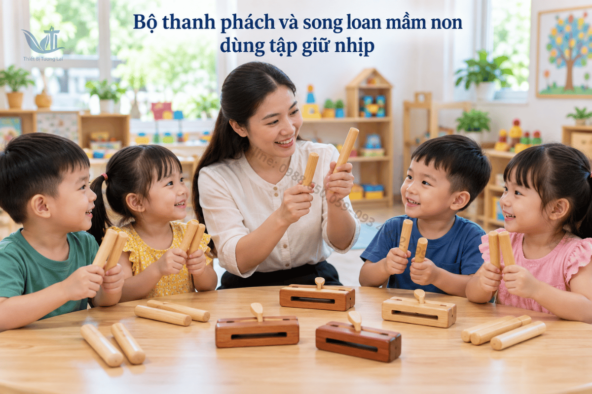 Bộ thanh phách và song loan mầm non dùng tập giữ nhịp