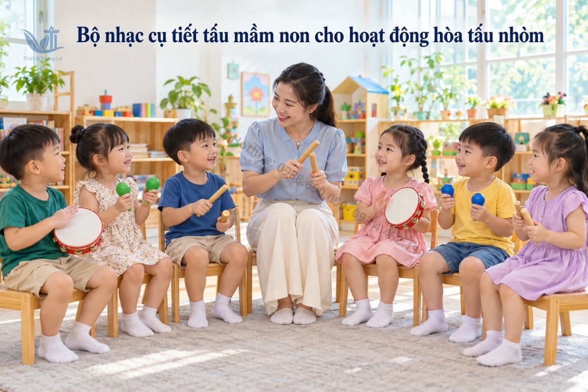 Bộ trống lắc tay kết hợp thanh phách trong giờ học âm nhạc