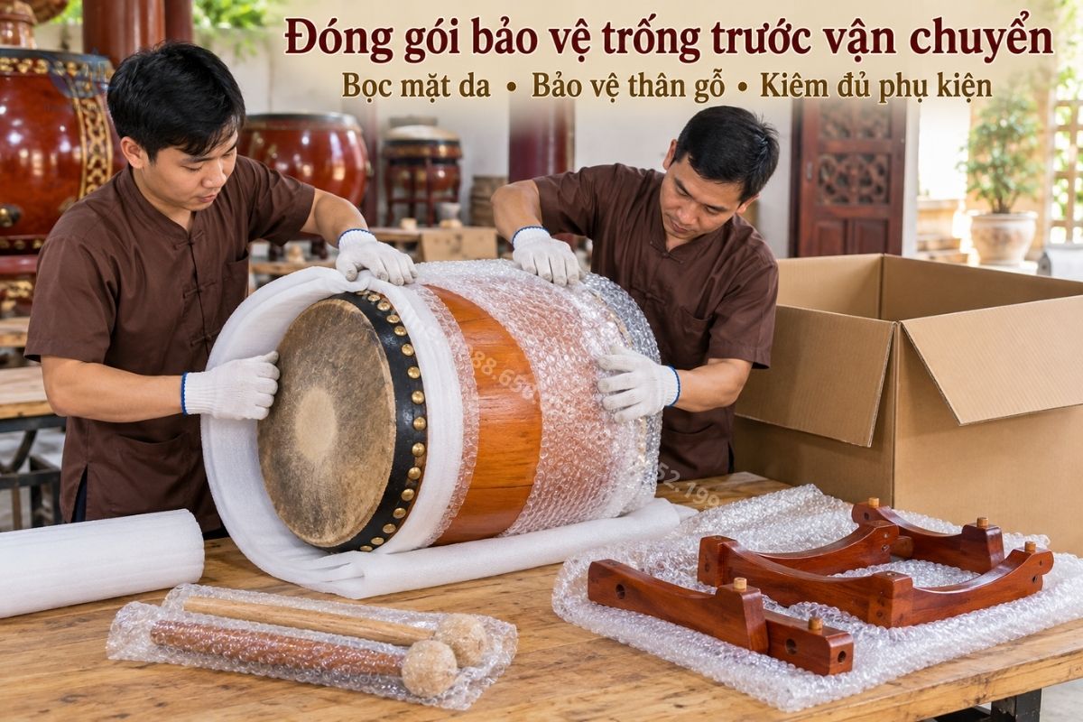 Đóng gói bảo vệ mặt da và thân trống trước vận chuyển