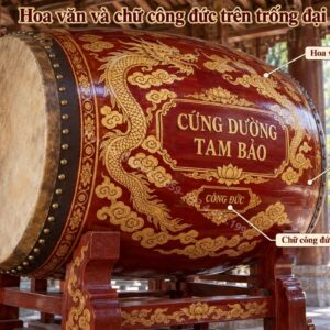 Chi tiết trang trí và nội dung cúng tiến trên thân trống