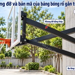 Chi tiết khung đỡ và vị trí liên kết bảng bóng rổ