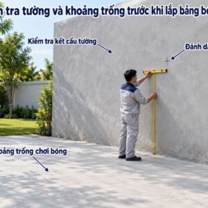 Kiểm tra tường và khoảng trống trước khi lắp bảng bóng rổ