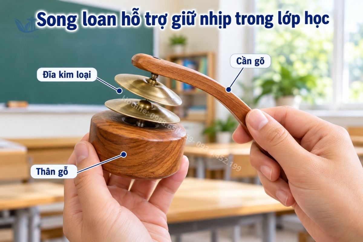 Học sinh thực hành sáo recorder, thể hiện rõ tư thế cầm và vị trí các ngón tay.