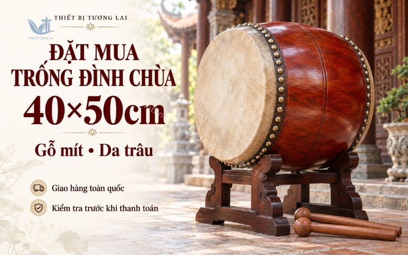 trong-dinh-chua-40x50cm-go-mit-da-trau Trống Đình Chùa 40×50cm Gỗ Mít Da Trâu