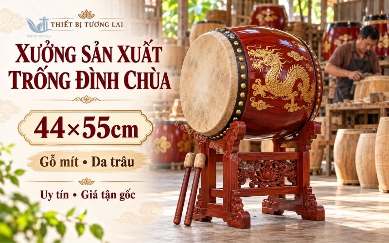 trong-dinh-chua-44x55cm-go-mit-da-trau Trống Đình Chùa 44×55cm Gỗ Mít Da Trâu