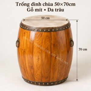 Trống Đình Chùa 50×70cm Gỗ Mít Da Trâu