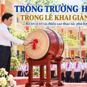 Trống trường học 60cm bố trí trong lễ khai giảng.